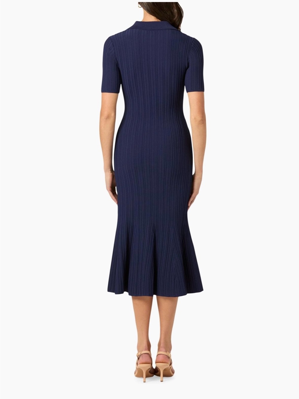 Shoshanna Tulip Chunky Rib Knit Midi Dress - NWT Navy Size L - Picture 5 of 12